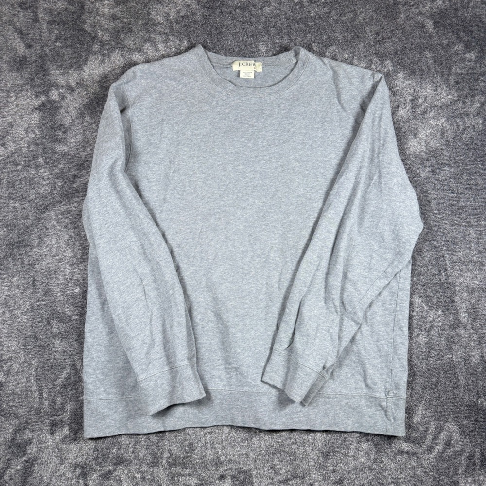 J.Crew Mens XL Heather Grey 100% Cotton Crewneck Sweatshirt Long Sleeve Pullover